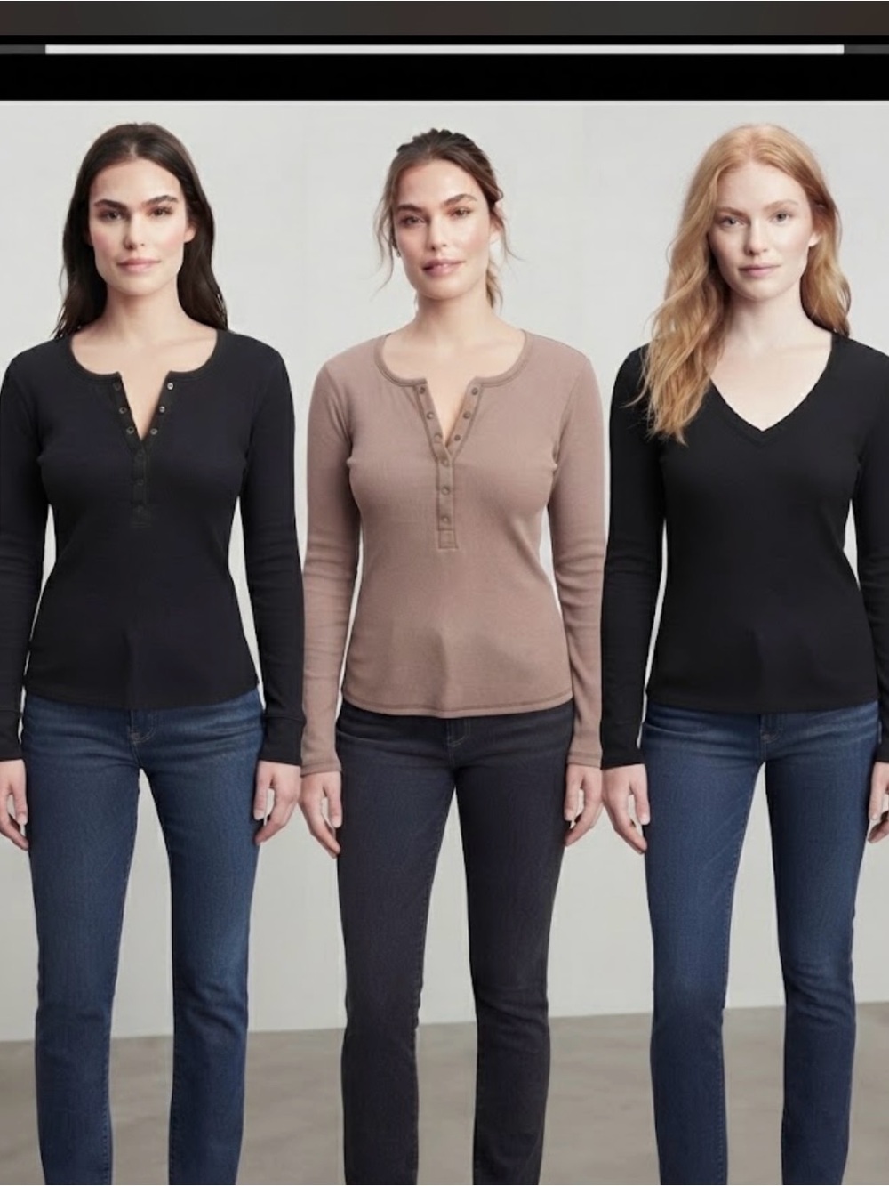 Old Navy Women’s V-Neck & Henley shirts - Black & Taupe
